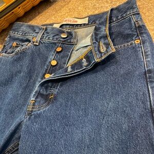 Gap Blue Button Fly Jeans Special Denim Straight Fit Tag Says W32 L30